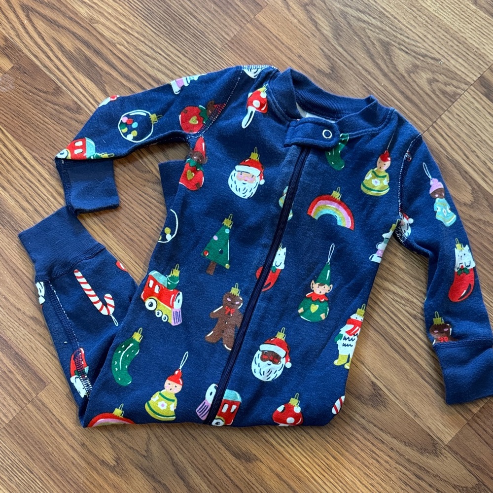 Hanna Andersson Blue Christmas Sleeper, 12-18 Months